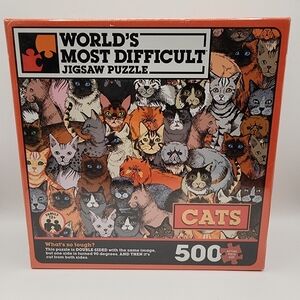 Double Sided CATS World's Most Difficult Jigsaw Puzzle 500 Piece SEALED